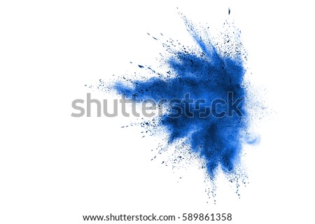 abstract powder splatted background. Colorful powder explosion on white background. Colored cloud. Colorful dust explode. Paint Holi. Royalty-Free Stock Photo #589861358
