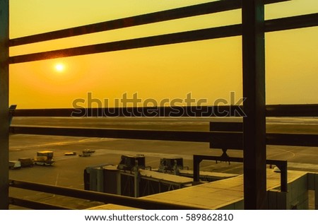 Beautiful sunset landscape in town, yellow and orange sky above it with sun golden . Amazing summer sunset view
