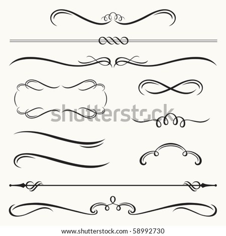 Vector illustration of decorative border and frame set. Royalty-Free Stock Photo #58992730