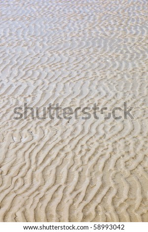 Wave patterns in the sand on the beach