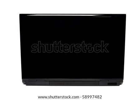 laptop back view isolated on white
