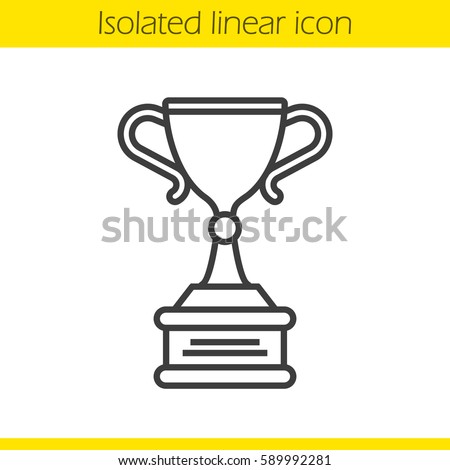 Champion cup linear icon. Thin line illustration. Ice hockey championship winner's award. Contour symbol. Vector isolated outline drawing