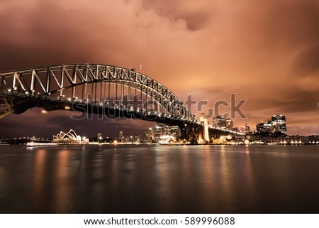 Night time shoot of Sydney harbour bridge, opera house and skyline