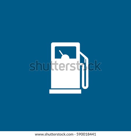 Gas Fuel Station Flat Icon On Blue Background