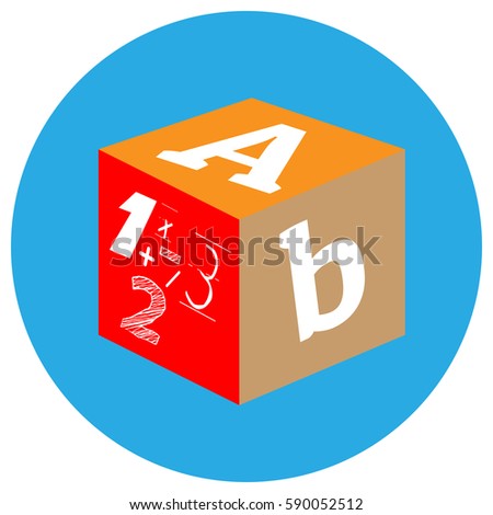 Isolated cube toy on a sticker, Vector illustration