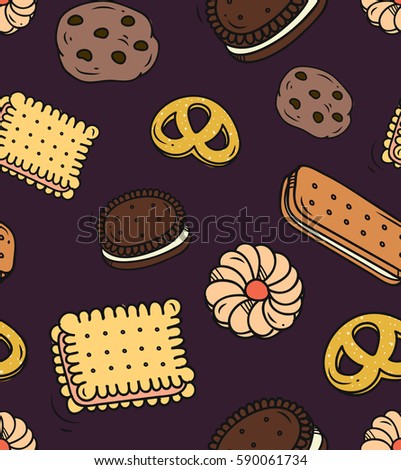 Biscuit doodle seamless background