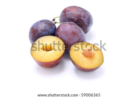 Beautiful isolated plum on white background
