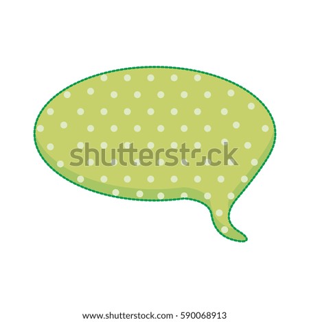 sticker callout for dialogue shape of sphere with green background and dots vector illustration