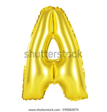 Letter A from English alphabet of balloons on a white background (golden)