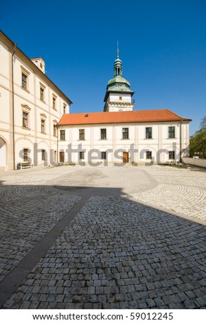 Photo of a castle Benatky nad Jizerou with blue sky in Czech republic