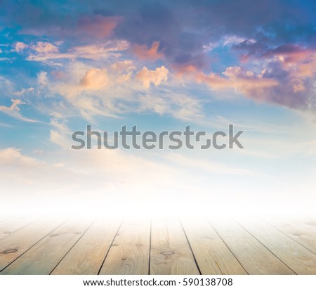 sky and wooden floor, abstract background 