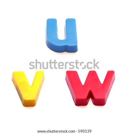 ABC fridge magnets - letters u, v and w Mix and Match to make your own words