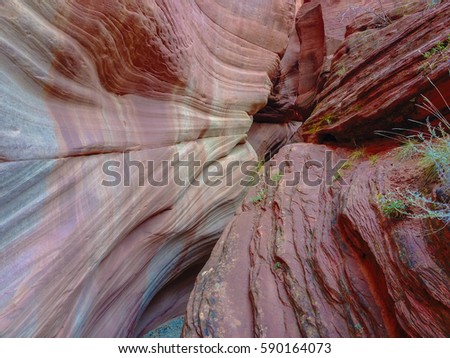 Red slot canyon background near Zion National Park, Utah