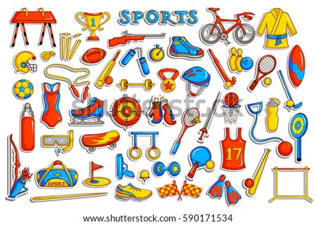 vector illustration of sticker collection for sports object