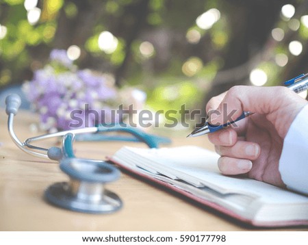 doctor tools and medical education at university, hospital background for health care case.
