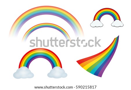 Rainbow set. Different styles. Vector design. 