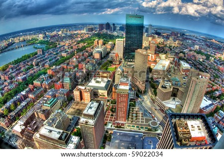 Boston view from the top of the Prudential Tower.
