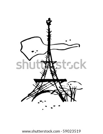 Eiffel Tower - Retro Clip Art