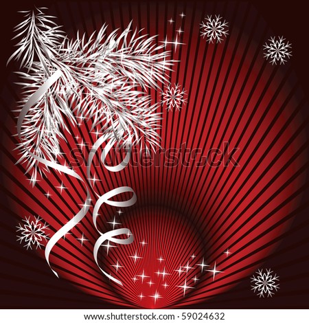 Christmas background with spruce branch. Raster version of vector.