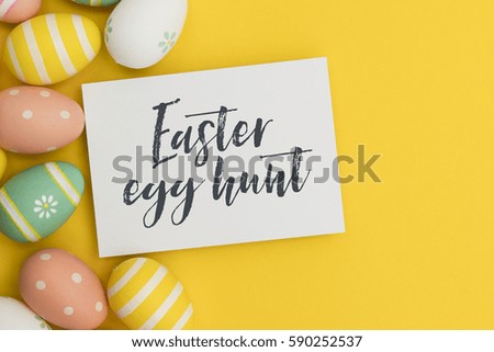 Seasonal Easter message with decorated Easter eggs 