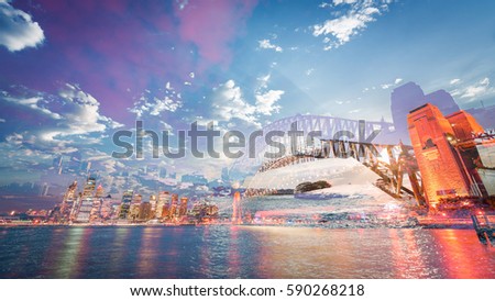 Abstract photo blend of Sydney Harbor Bridge