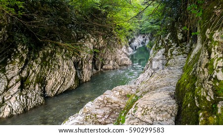 Canyon of the Devil's Gate on the Hosta river in Sochi, Russia.