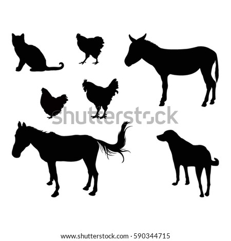 Farm animals, vector illustration.