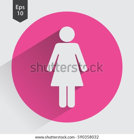 Woman Flat Icon. Simple Standing Woman Sign. Symbol Of Toilet. Vector Illustration