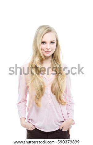 Woman. Portrait of a beautiful blonde isolated on white.