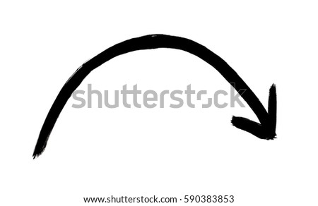 Sketch of isolated black painted arrow  Royalty-Free Stock Photo #590383853