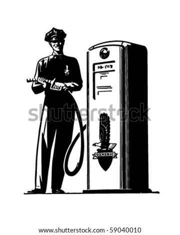 Gas Pump Attendant - Retro Clip Art
