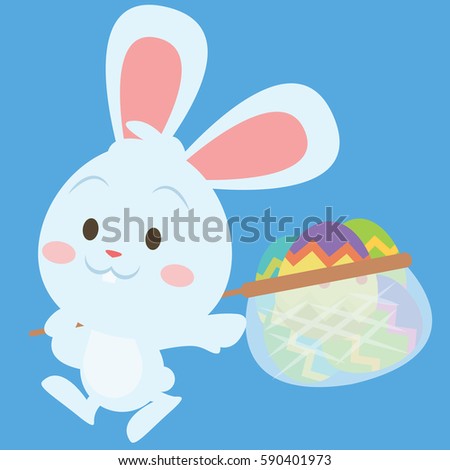 Happy bunny with egg style easter theme