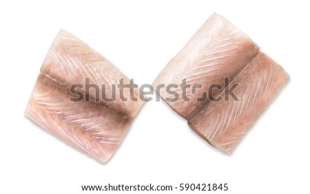 Two Portion of fresh fish fillets mahi mahi on a white background