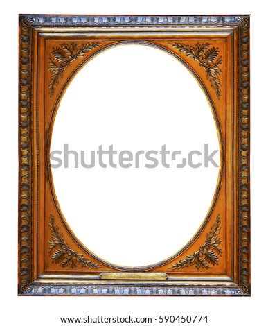 a picture retro gold frame on a white background