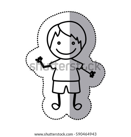 hand drawn sticker silhouette with boy vector illustration