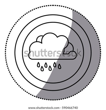sticker monochrome circular frame with cloud with drizzle vector illustration