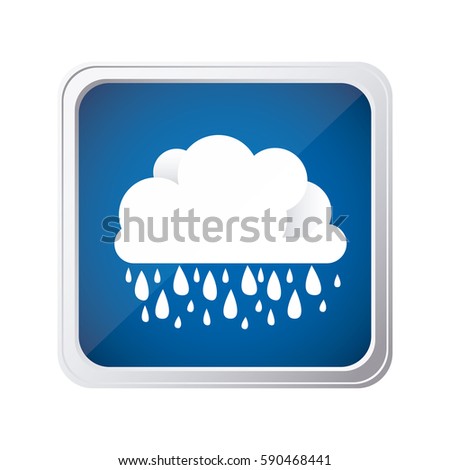 color square frame and blue background with cloud with rain vector illustration