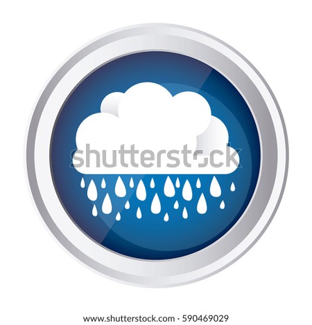 color circular frame and blue background with cloud with rain vector illustration