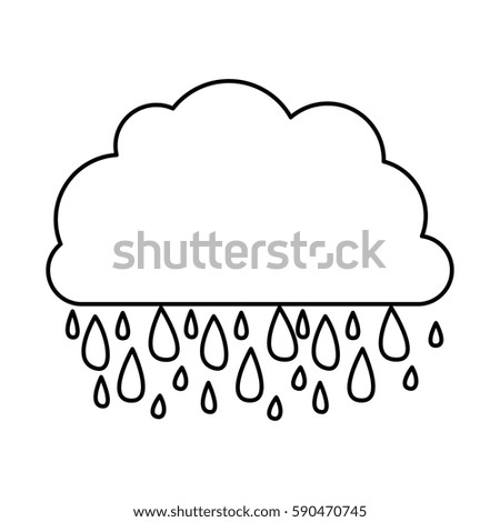 monochrome contour of cloud with rain vector illustration