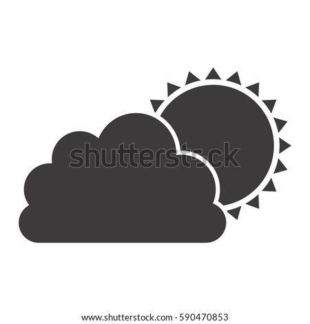 gray silhouette of cloud with sun vector illustration