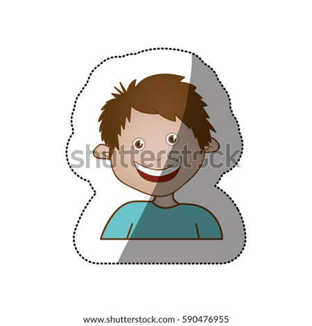 color sticker happy boy icon, vector illustraction design image