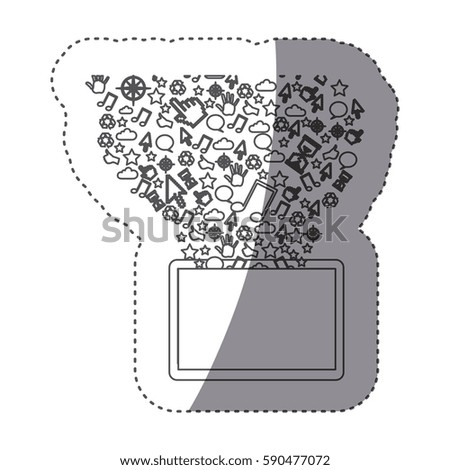 sticker silhouette box with flying figures vector illustration