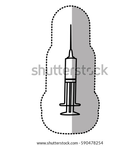 contour sticker syringe with medicine icon, vector illustraction design