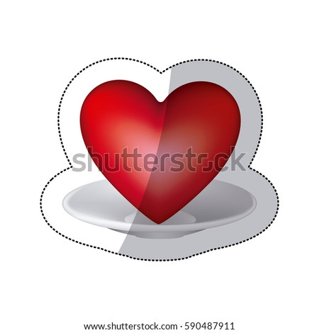 red heart inside the plate icon, vector illustraction design