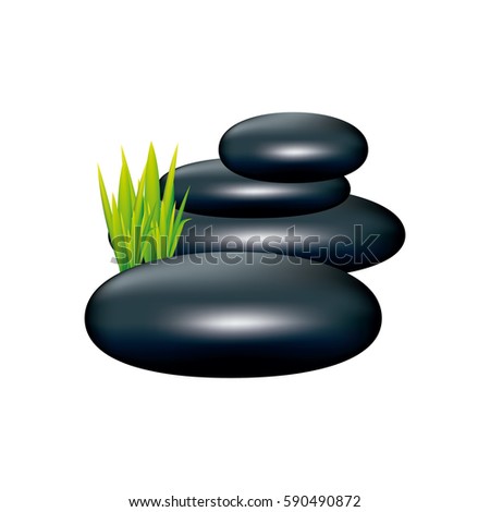 color spa volcanic rocks with grass icon, vector illustraction design