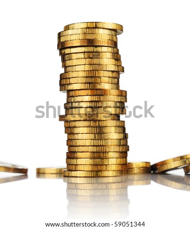 Gold tower made out of gold coins