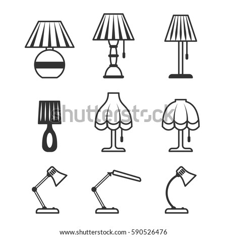 set of table lamp icons. Vector illustration isolated on a white background.
