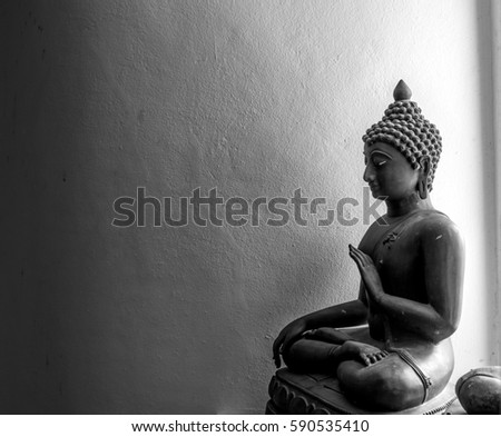 Buddha statue image of Buddhism religion, black&white tone