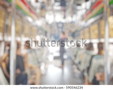 Abstract blurred image of  the people on the bus.