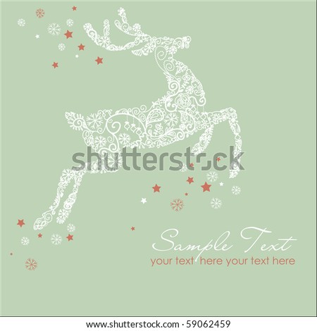Christmas deer, Vintage vector illustration